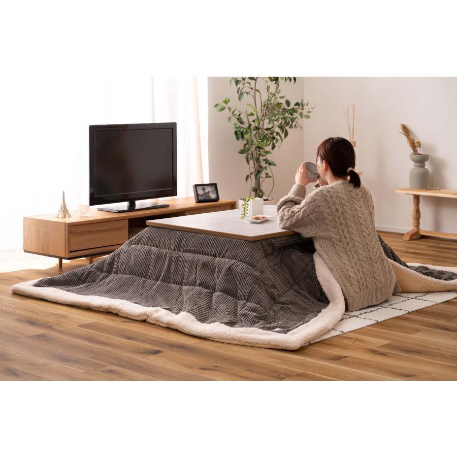 フラットヒーター コタツ 105×75cm オールシーズン 薄型 こたつ テーブル カーボンヒーター 大理石調 継脚 高さ調整 300W 手元コントローラー 木製 天然木_16