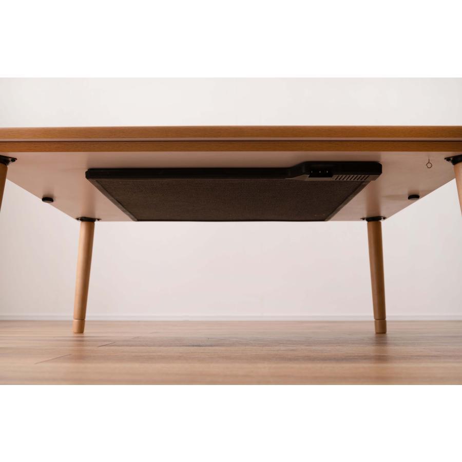フラットヒーター コタツ 105×75cm オールシーズン 薄型 こたつ テーブル カーボンヒーター 大理石調 継脚 高さ調整 300W 手元コントローラー 木製 天然木_17