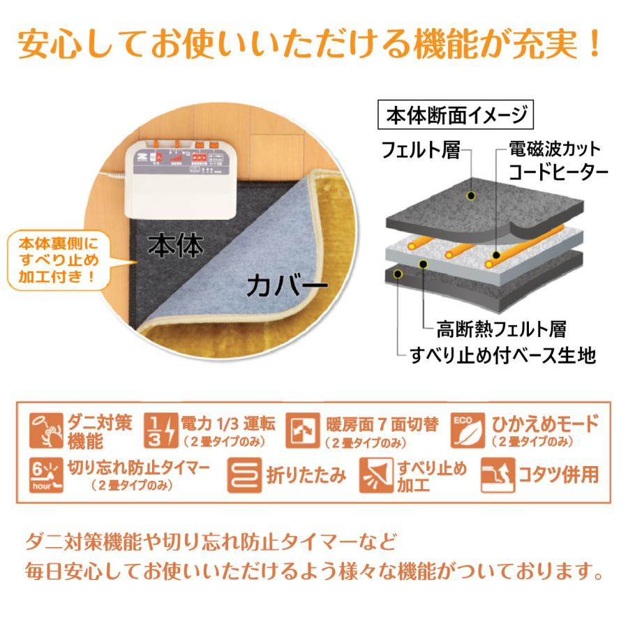 電気ホットカーペット 1畳 カバー付き 電磁波99%カット 電気カーペット ZC-10S 絨毯 ラグ 省エネ 暖房 一人用暖房器具 ゼンケン 電気ホットカーペット 送料無料_4