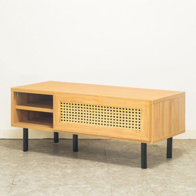 ナチュラルなラタン風素材が特徴のテレビ台 ＜90ローボード マルシェ＞ W90×D40×H36cm ラタン調 脚付き テレビラック TVボード T_2