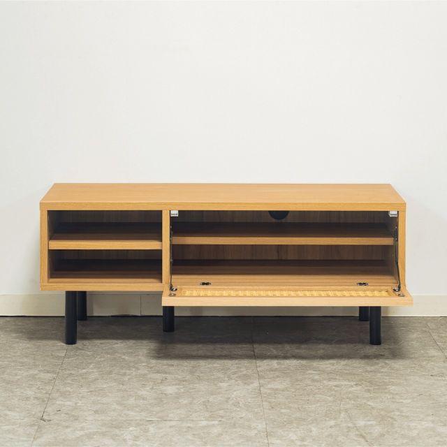 ナチュラルなラタン風素材が特徴のテレビ台 ＜90ローボード マルシェ＞ W90×D40×H36cm ラタン調 脚付き テレビラック TVボード T_4