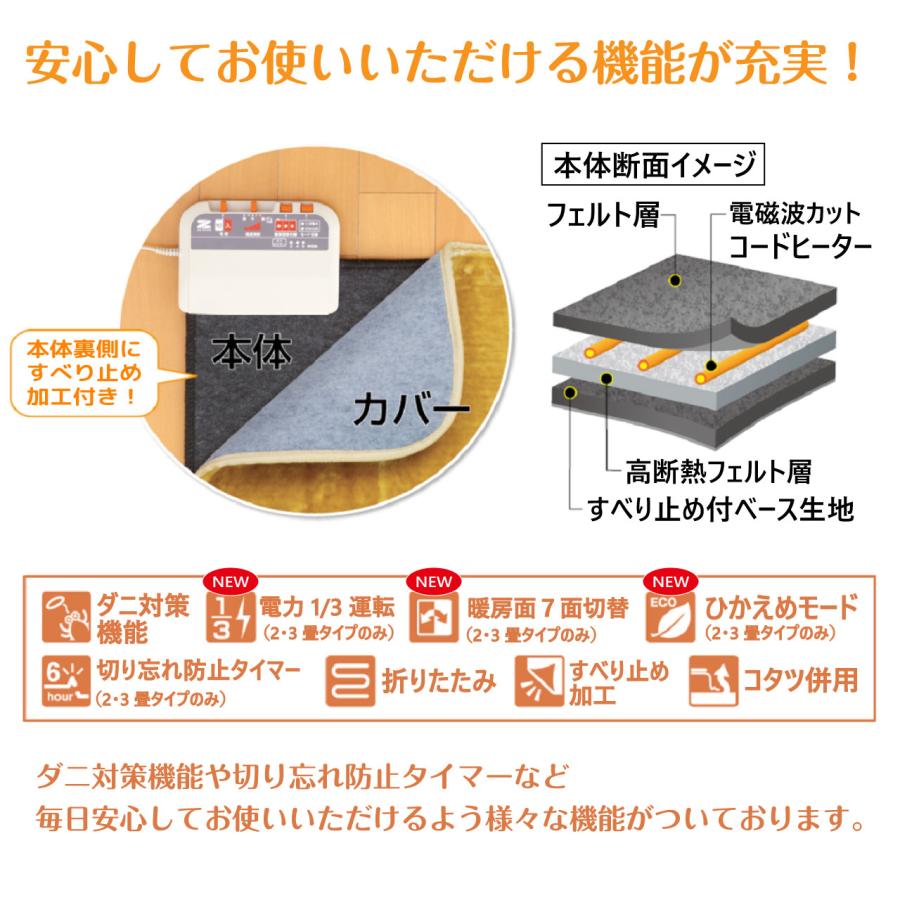 電気 ホットカーペット 1畳 電磁波99%カット 電気カーペット ZCB-10P 絨毯 ラグ 省エネ 一人用 暖房 ゼンケン 本体のみの画像