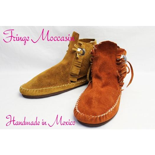 レディース メキシコ製 ハンドメイド 本革 コンチョ モカシン  PELETERIA JALISCO  / FRINGE MOCCASIN 24.5cm〜 SALE!!｜redwood