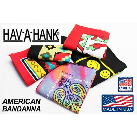 てなグッズや ハバハンク HAV-A-HANK MADE IN U.S.A. アメリカン バンダナ 在庫処分 BANDANNA AMERICAN 12枚までメール便発送対応 54cm×54cm