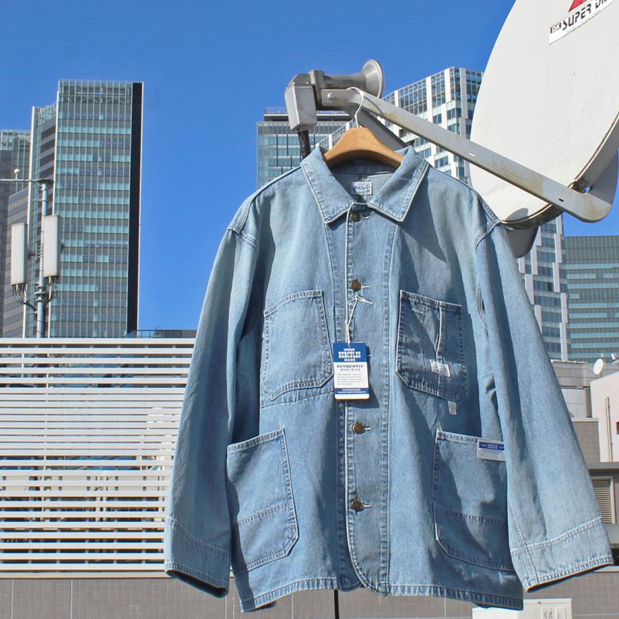 【中古】UNION HERCULES MADE CHORE JACKET サイズ42(XL〜3L相当) 青×白[91][240091401170] ジャケット/アウター 【】UNION HERCULES MADE CHORE JACKET サイズ42