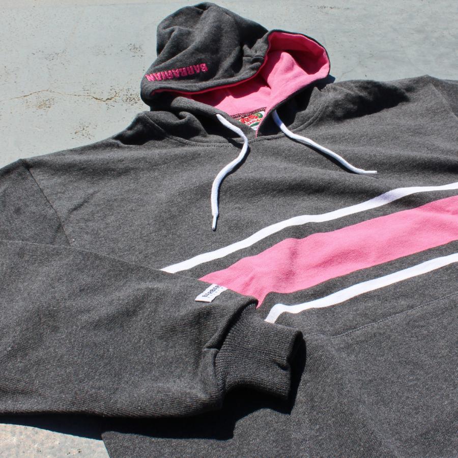 BARBARIAN "CANADA SPEC"　HOD-129 12oz KANGAROO HOODIE RUGBY JERSEY フ―ディー パーカー ラガーシャツ 長袖 カナダ製 COAL/WHITE/PINK S-XL 送料無料！｜redwood｜03