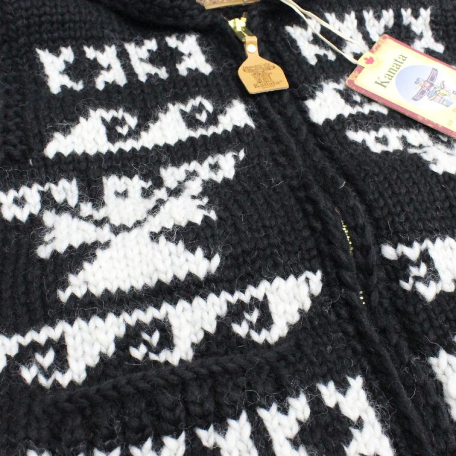 【送料無料】 KANATA KV258 6PLY EAGLE WAVE COWICHAN KNIT VEST イーグル柄 カウチン ニット ベスト カナダ製 WINTER 冬物 MENS 男性用 BLACK/WHITE 38-44｜redwood｜06