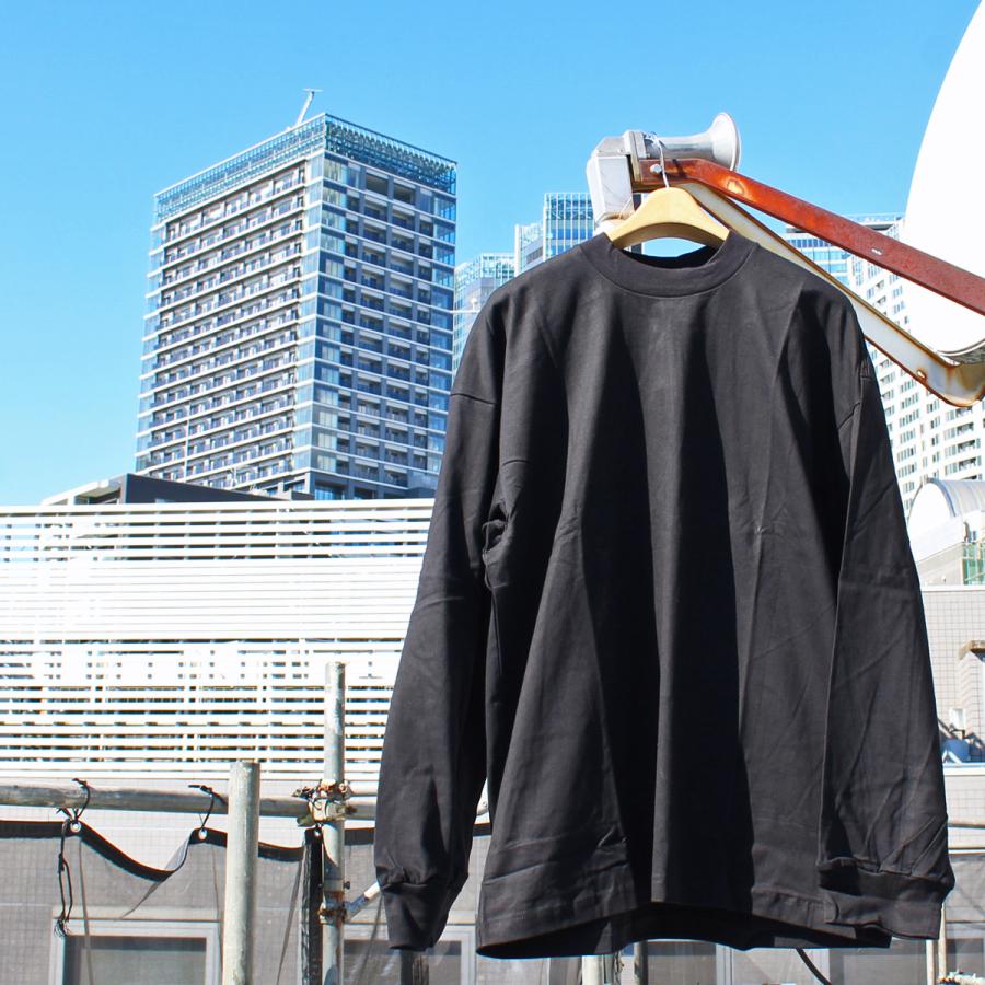 ひ*ろ様 Rib Long Sleeve Tee ブラックM M1825 リサイクルコットンデザインロングスリーブTee(M スミクロ