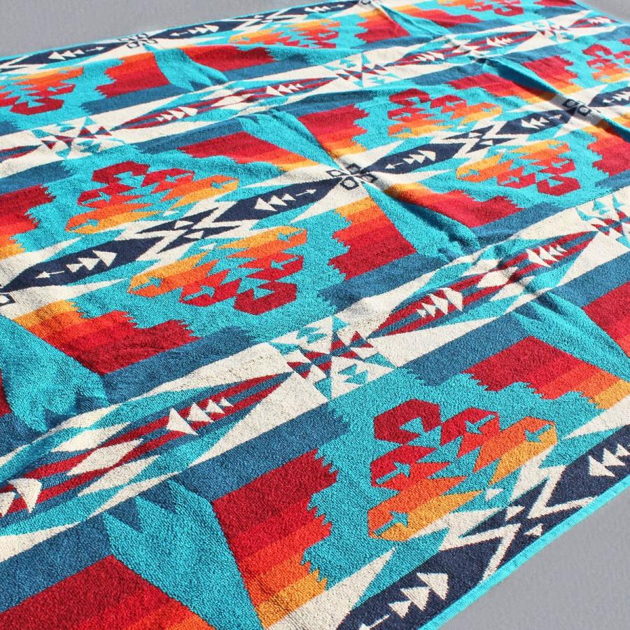 PENDLETON ペンドルトン XB233 Over Sized Jacquard Towels オーバーサイズ ジャガード タオル ベロア×パイル 177cm×101cm 53508 Tucson Turquois 送料無料！｜redwood｜05