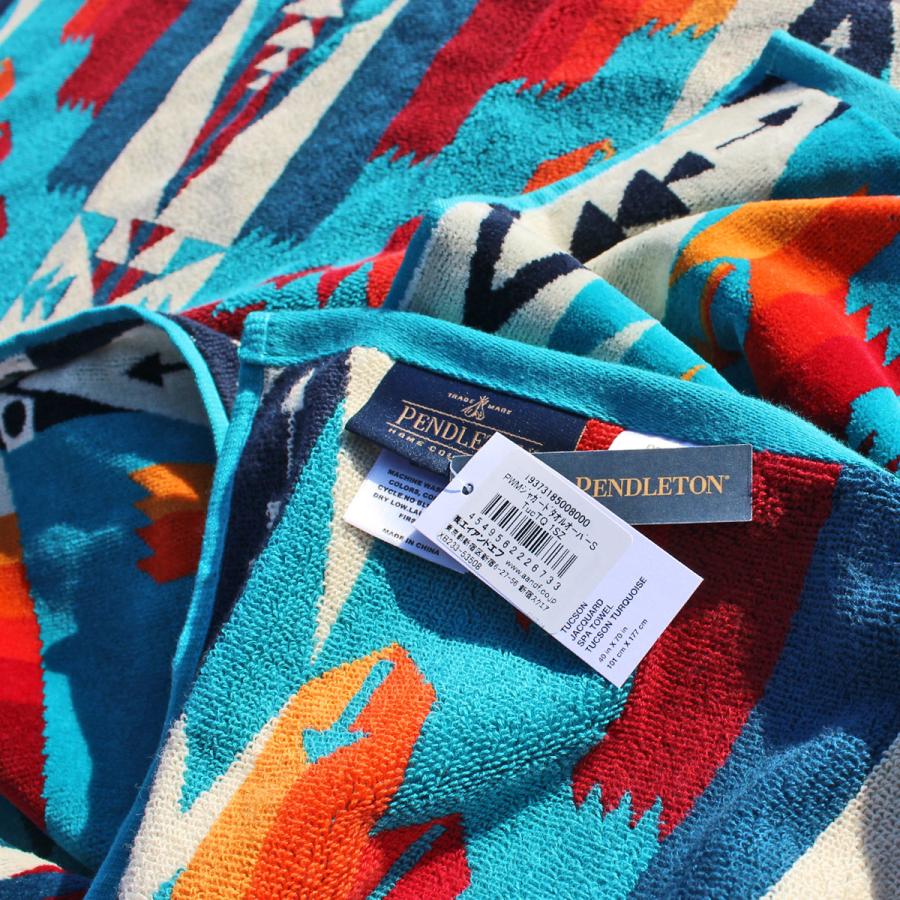 PENDLETON ペンドルトン XB233 Over Sized Jacquard Towels オーバーサイズ ジャガード タオル ベロア×パイル 177cm×101cm 53508 Tucson Turquois 送料無料！｜redwood｜08