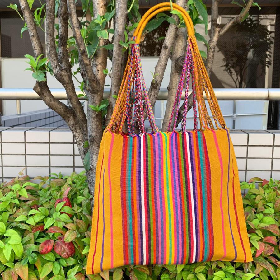 【送料無料】 LUZ collection LAS RAYAS TOTE BAG WITH RAINBOW STRIPE レインボー ストライプ トートバッグ レディース ユニセックス GOLD ゴールド｜redwood