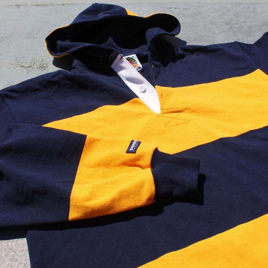 BARBARIAN "CANADA SPEC"　RHD-502 12oz RUGBY HOODIE LONG SLEEVE JERSEY フ―ディー パーカー ラガーシャツ 長袖 カナダ製 NAVY/GOLD S-XL 送料無料！｜redwood｜03