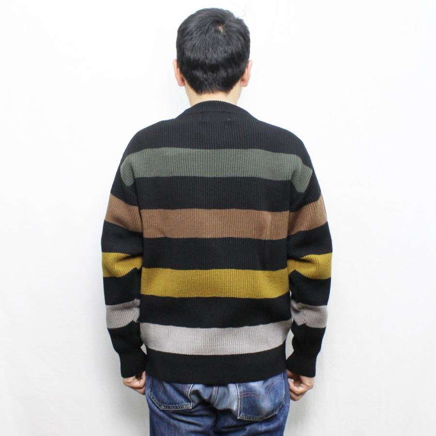 【送料無料】 Vincent et Mireille LOOSE FIT STRIPE SWEATER 8ゲージ 畦編み ルーズフィット ストライプ セーター WOOL ウール WINTER 冬物 日本製 BLACK 40-42｜redwood｜02