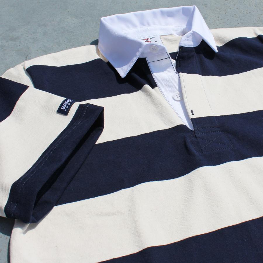 BARBARIAN "NEW JAPAN SIZE SPEC"　VSE-06 8oz REGULER SHORT SLEEVE RUGBY JERSEY ラガーシャツ 半袖 カナダ製 NAVY/IVORY S-XL 送料無料！｜redwood｜03