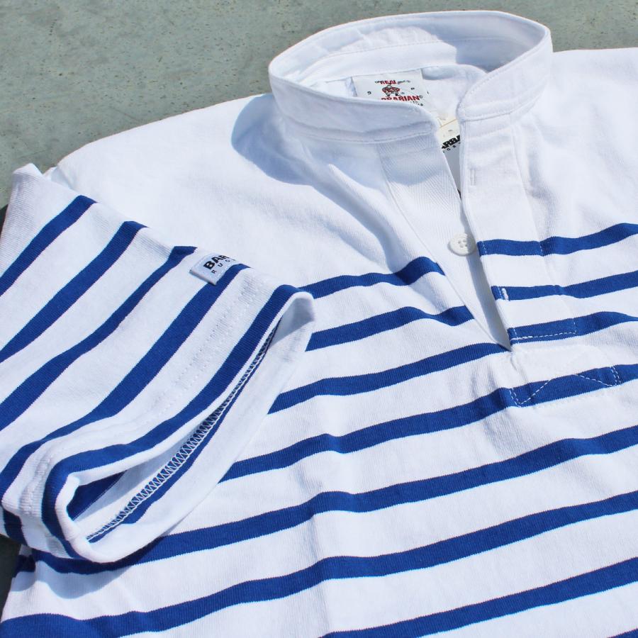 BARBARIAN "NEW JAPAN SIZE SPEC"　VSE-15 8oz HENLEY SHORT SLEEVE RUGBY JERSEY ラガーシャツ 半袖 カナダ製 WHITE/ROYAL S-XL 送料無料！の画像