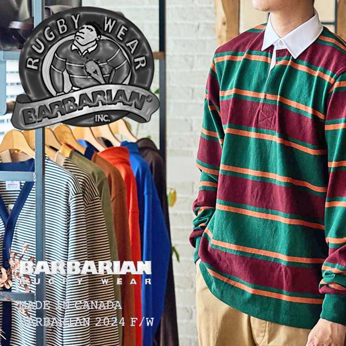 極美品！カナダ製【バーバリアン】12オンス　ラガーシャツ　ジャパンフィット バーバリアン BARBARIAN クラシック ラグビーシャツ カレッジボーダー