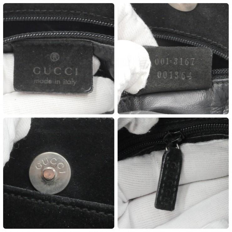 GUCCI（グッチ） スエード ワンショルダーバッグ ブラック シルバー 