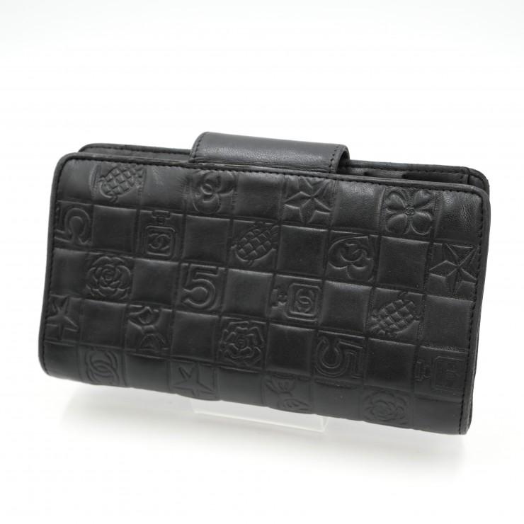 CHANEL ココマーク アイコンライン 長財布 レザー CHANEL（シャネル） アイコンライン がま口長財布 ブラック レザー