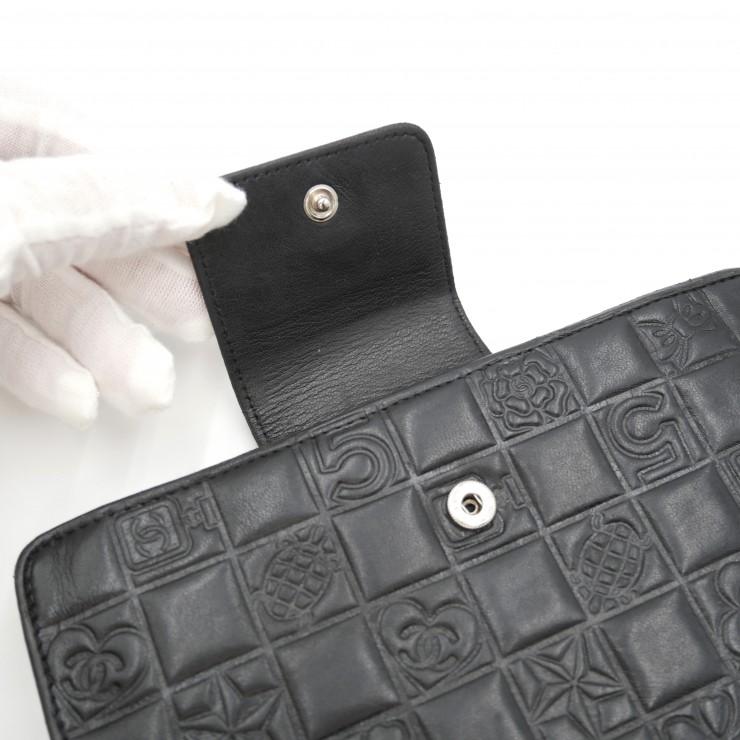 CHANEL（シャネル） アイコンライン がま口長財布 ブラック レザー