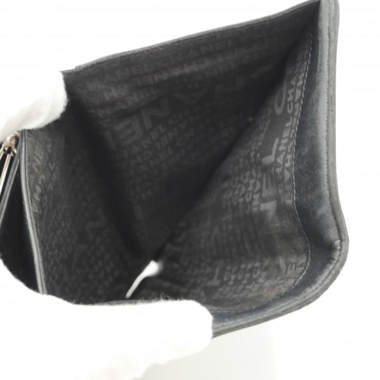 CHANEL（シャネル） アイコンライン がま口長財布 ブラック レザー
