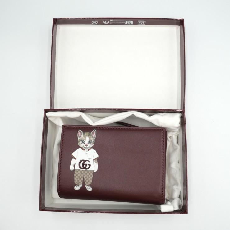 GUCCI（グッチ） ヒグチユウコ 日本限定 二つ折り財布 ボルドー レザー