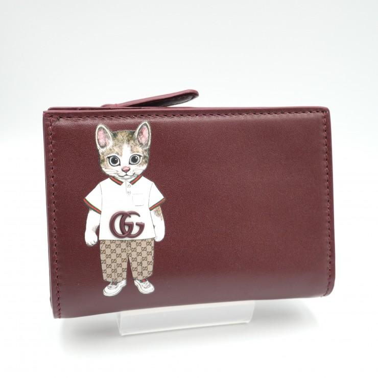 ヒグチユウコ×GUCCI 二つ折り財布 日本限定モデル GUCCI（グッチ） ヒグチユウコ 日本限定 二つ折り財布 ボルドー レザー