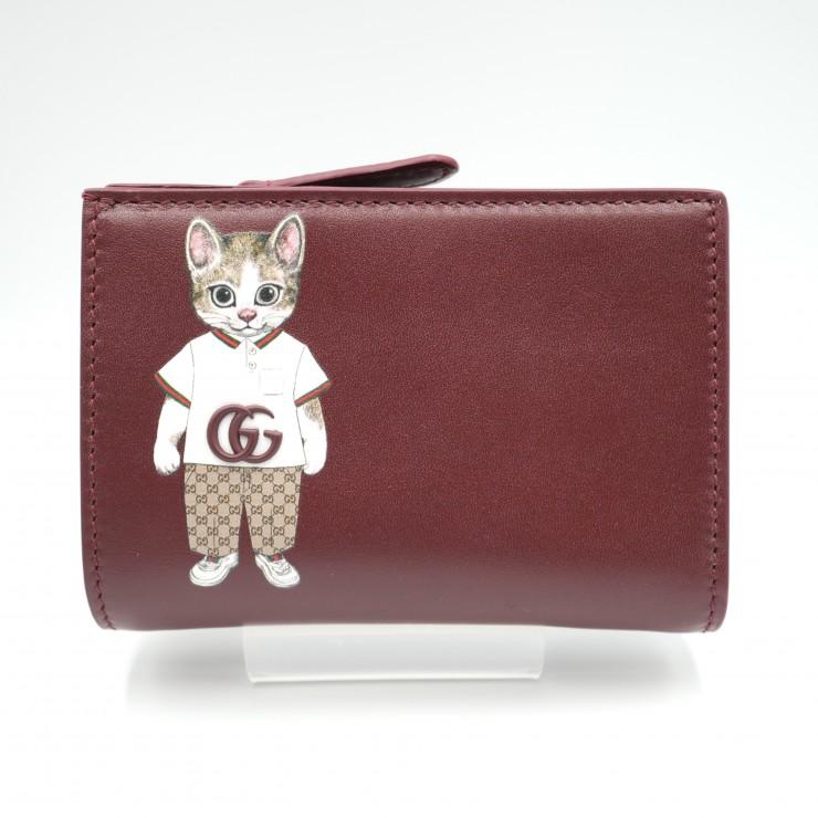GUCCI（グッチ） ヒグチユウコ 日本限定 二つ折り財布 ボルドー レザー