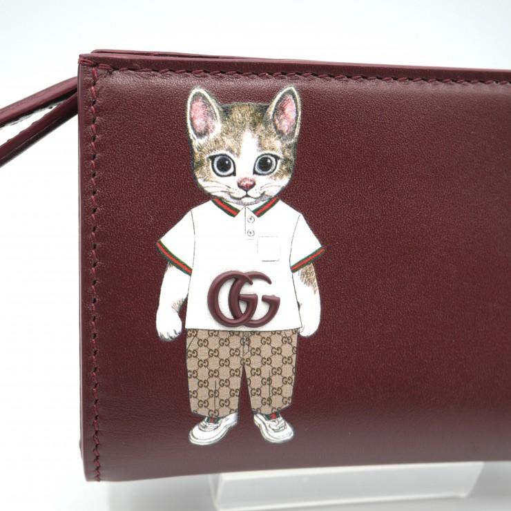 GUCCI（グッチ） ヒグチユウコ 日本限定 二つ折り財布 ボルドー レザー