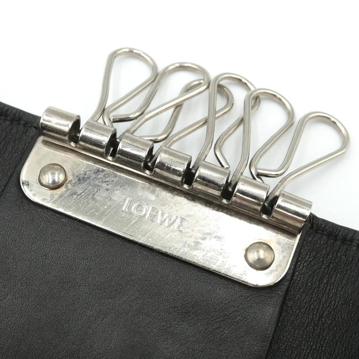LOEWE（ロエベ） リピートアナグラム 6連キーケース ブラック レザー