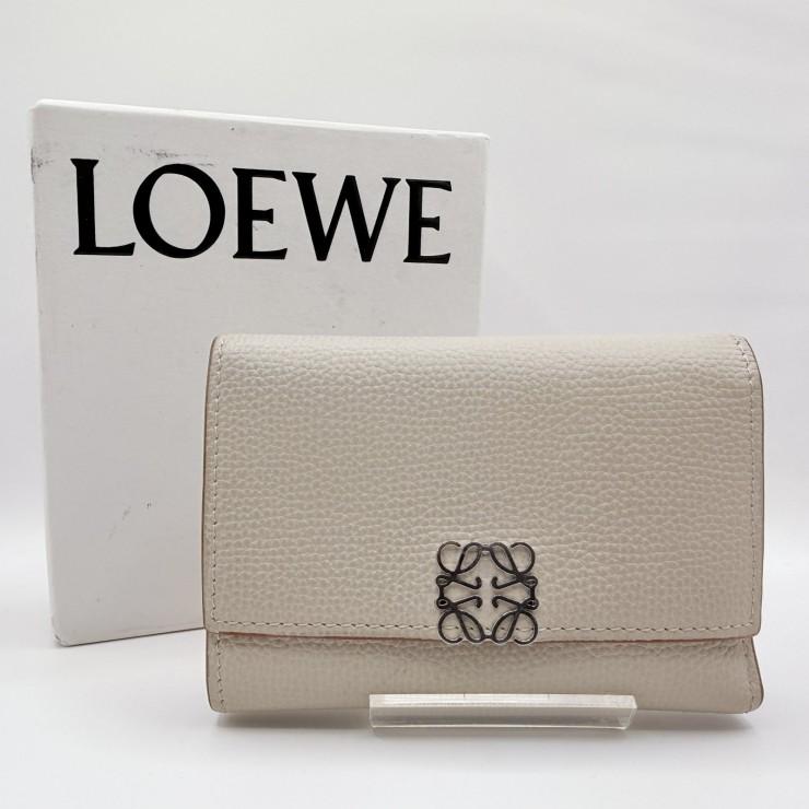LOEWE（ロエベ） アナグラム トライフォールド 三つ折り財布 ベージュ 