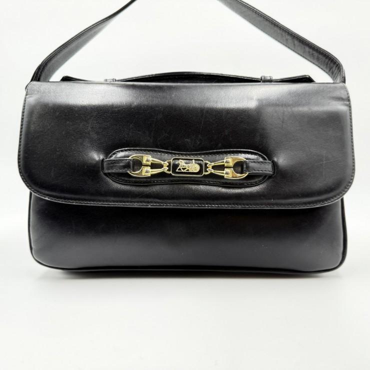 CELINE（セリーヌ） 馬車金具 ヴィンテージ ショルダーバッグ ブラック 
