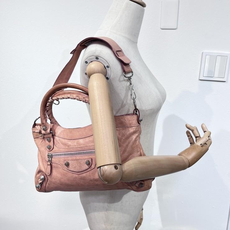 BALENCIAGA（バレンシアガ）ジャイアント・シティ 2WAYハンドバッグ ピンク レザー シルバー金具 レディース_2