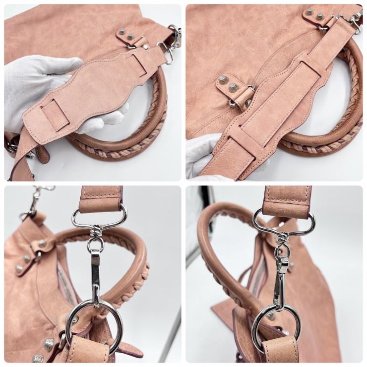 BALENCIAGA（バレンシアガ）ジャイアント・シティ 2WAYハンドバッグ ピンク レザー シルバー金具 レディース_9