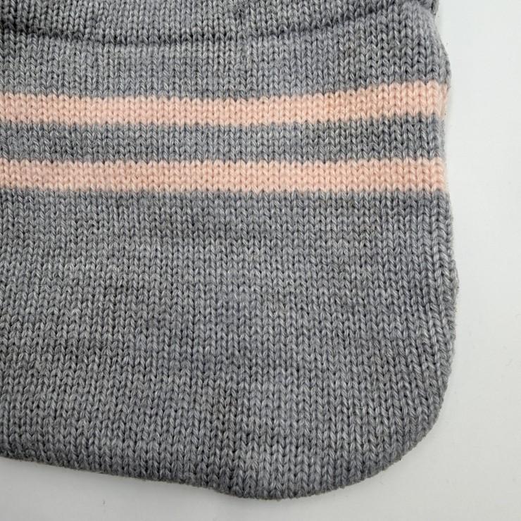 CELINE（セリーヌ）ロゴ刺繍 ニットショルダーバッグ グレー×ピンク リボン ボーダー キッズ レディース ミニバッグ 日本製_16