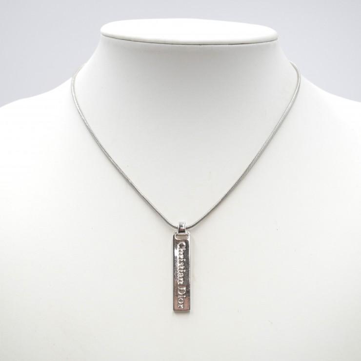 【正規品】Christian Dior CDロゴプレート ネックレス シルバー Christian Dior（クリスチャンディオール）ロゴプレート ネックレス