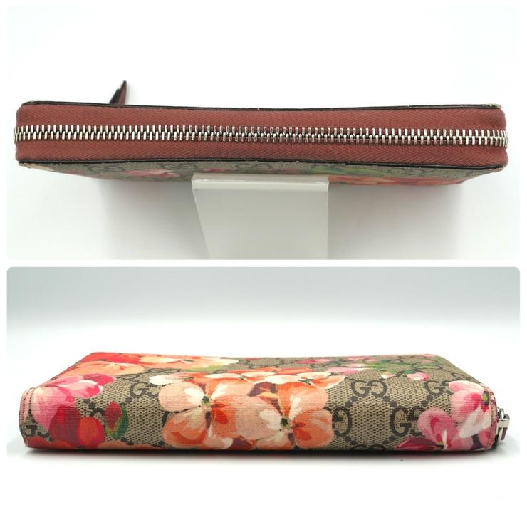美品 GUCCI PVC 長財布 ラウンドファスナー GGスプリーム k GUCCI（グッチ） GGブルームス GGスプリーム ラウンドファスナー長財布
