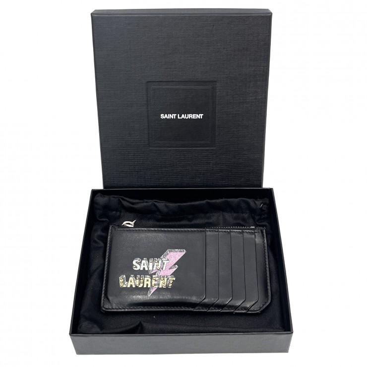 SAINT LAURENT（サンローラン）スタッズロゴ ジップカードケース
