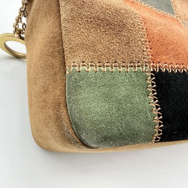 CELINE（セリーヌ）ヴィンテージ パッチワーク ショルダーバッグ スエード マルチカラー ゴールドトーン金具 レディース 斜め掛け イタリア製 CELINE - CELINE（セリーヌ）ヴィンテージ パッチワーク ショルダー