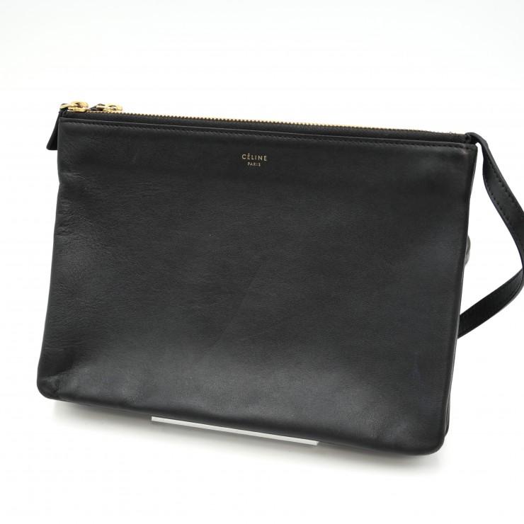 CELINE（セリーヌ） トリオ ショルダーバッグ ブラック レザー