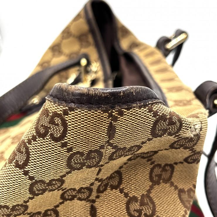 GUCCI（グッチ） GGキャンバス シェリーライン トートバッグ レザー