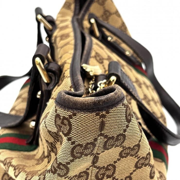 GUCCI（グッチ） GGキャンバス シェリーライン トートバッグ レザー