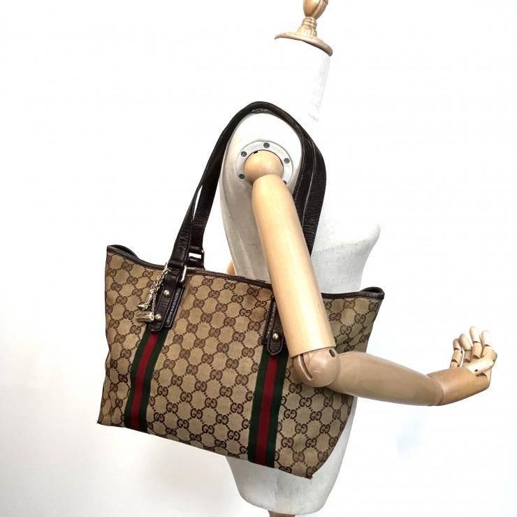 GUCCI（グッチ） GGキャンバス シェリーライン トートバッグ レザー