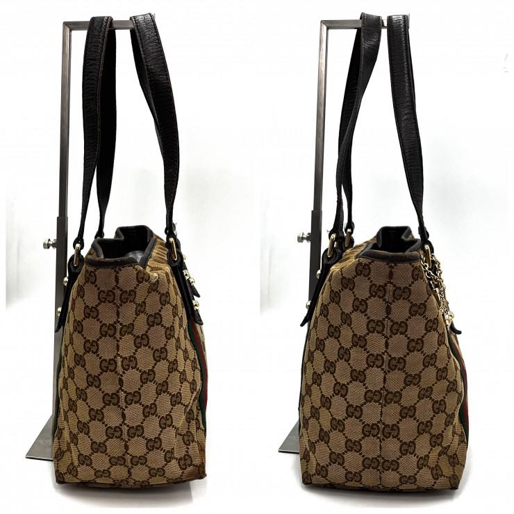 GUCCI（グッチ） GGキャンバス シェリーライン トートバッグ レザー