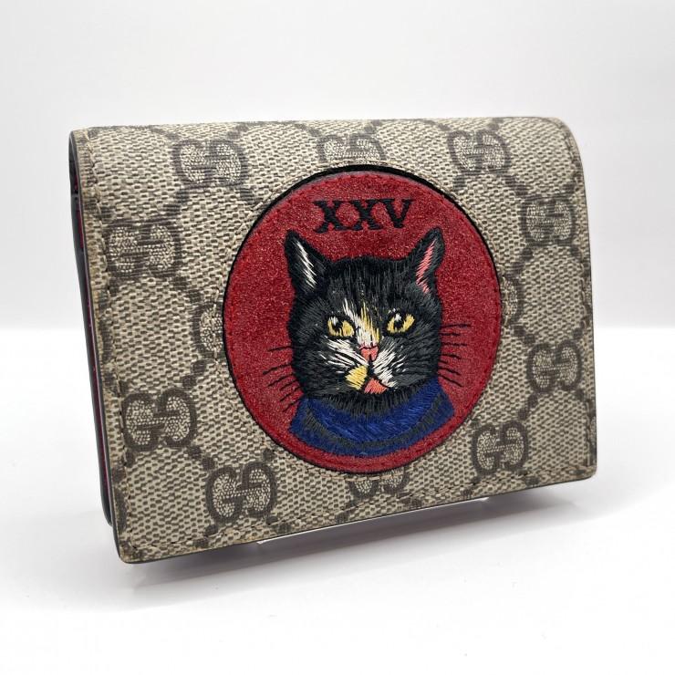 美品✨グッチ　二つ折り　ミスティックキャット　GG スプリーム　PVC レッド GUCCI（グッチ） GGスプリーム ミスティックキャット ヴィンテージ 二