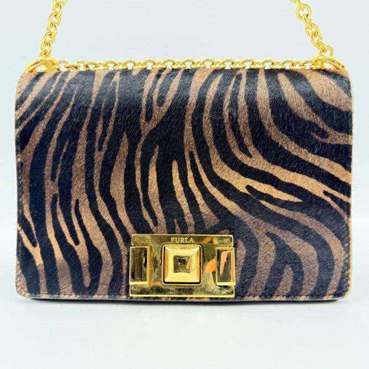 FURLA（フルラ）ミミ ミニショルダーバッグ ゼブラ柄 ハラコ レザー 