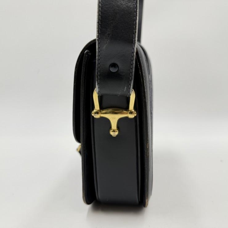 CELINE（セリーヌ）サルキー Cマカダム ヴィンテージ ショルダーバッグ ネイビー系 キャンバス レザー 馬車金具 ゴールドトーン レディース CELINE（セリーヌ） サルキー Cマカダム ヴィンテージ ショルダー