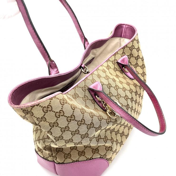 GUCCI（グッチ） GGキャンバス ハートチャーム トートバッグ ピンク 