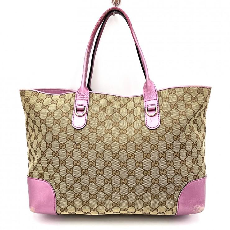 GUCCI（グッチ） GGキャンバス ハートチャーム トートバッグ ピンク 