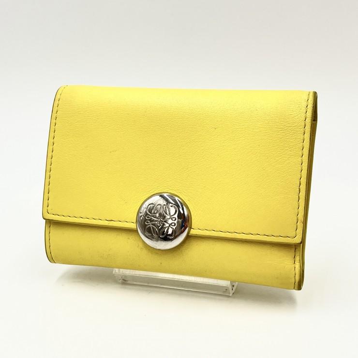 LOEWEロエベ三つ折り財布 イエロー黄色ペブル トライフォールド ウォレット LOEWE（ロエベ） ペブル トライフォールド ウォレット 三つ折り財布