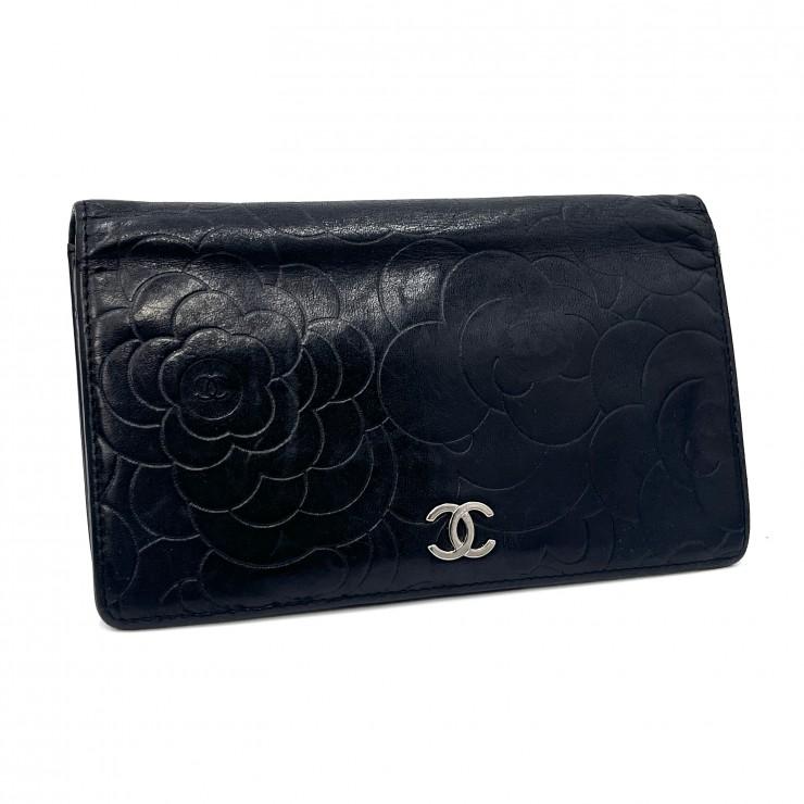 正規品・綺麗　CHANEL ラムスキン カメリア 長財布 二つ折り CHANEL（シャネル） カメリア ヴィンテージ 二つ折り長財布 ラムスキン